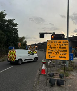 M4 road closure and van